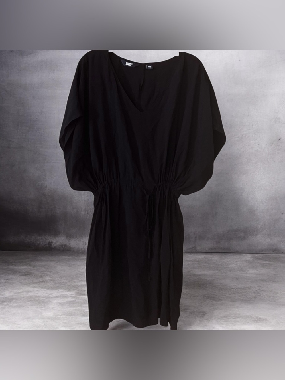 Lands' End Black Drawstring Waist knee length Dress